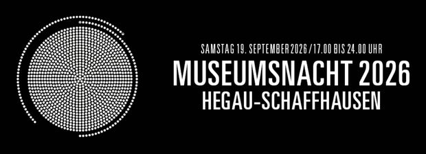 Logo der Museumsnacht Hegau Schaffhausen mit weisser Typo auf schwarzem Hintergrund.
