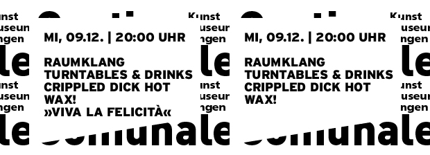 Grafik in reiner SWTypo mit Datum und Titel der Veranstaltung