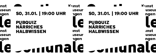 Grafik in reiner SWTypo mit Datum und Titel der Veranstaltung