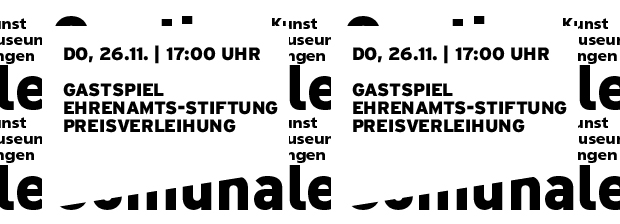 Grafik in reiner SWTypo mit Datum und Titel der Veranstaltung