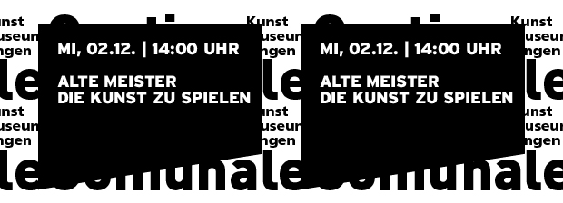 Grafik in reiner SWTypo mit Datum und Titel der Veranstaltung