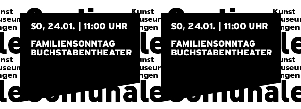Grafik in reiner SWTypo mit Datum und Titel der Veranstaltung