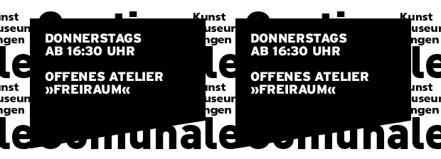 Grafik in reiner SWTypo mit Datum und Titel der Veranstaltung
