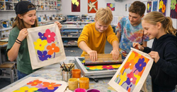 Kinder bedrucken Stoffbeutel mit Blumenmotiven